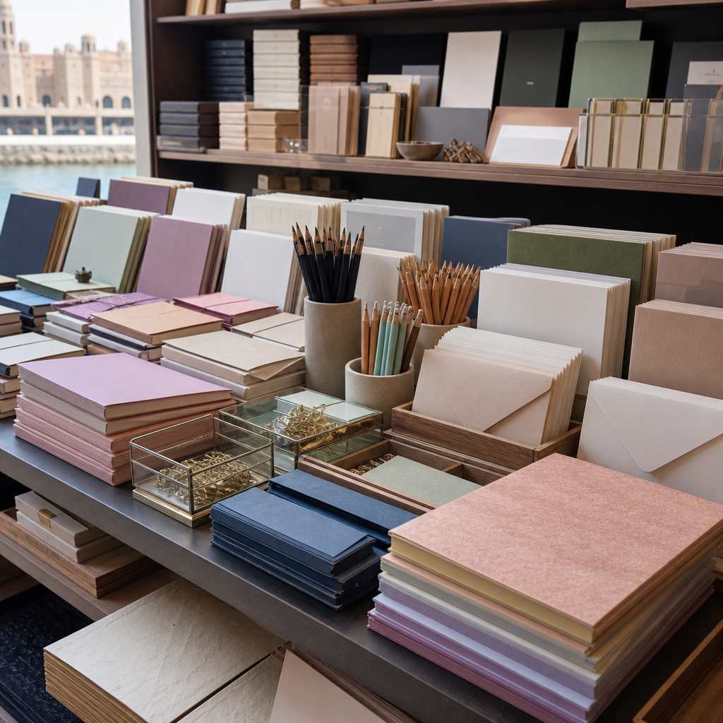 Colourful selection of paper goods