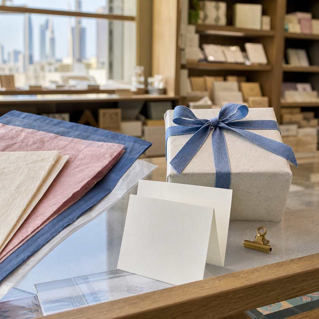 Ribbon and cards prepared for a gift